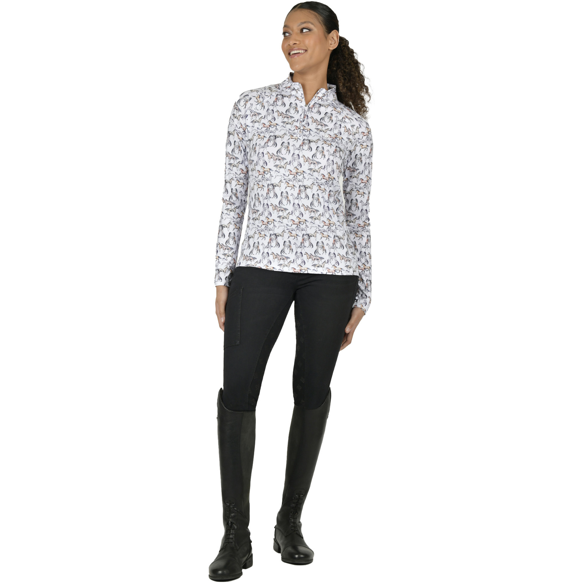 Dublin Damen Kelsey Lang Ärmel Top 1021556 - Horse Print